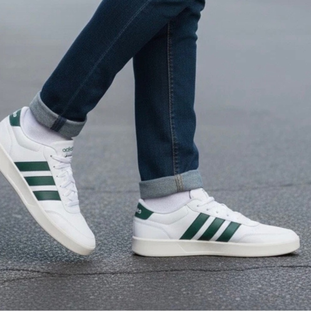 NIB ADIDAS BREAKNET 3.0 LOW SNEAKER TRAINER CASUAL MEN SHOES WHITE/GREEN SIZE 9